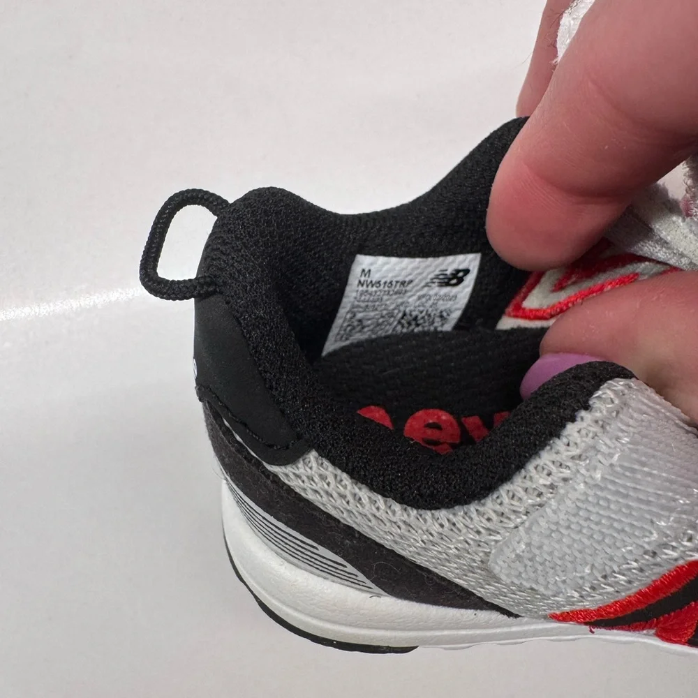 New Balance 515 Toddler Sneakers Gray Black Red Hook Loop